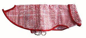 Imperméable transparent sur cotonnade à carreaux rouge