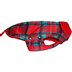 Doudoune écossaise rouge pour chien 34cm