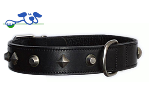 Collier cuir clouté anneau central pour chien 65 cm x 35 mm