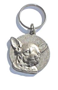 Médaille ou porte clef plaqué argent chien relief  diamètre 3,5 cm