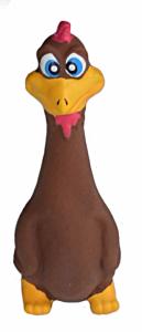 Jouet latex Poule brune debout 19 cm pour chien 