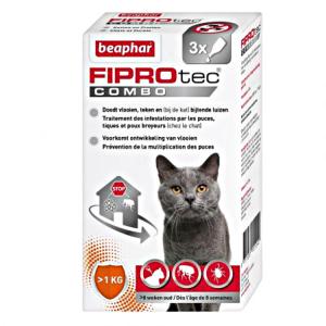 Beaphar FIPROTEC combo 3 pipettes anti puce, larve, tique du chat 