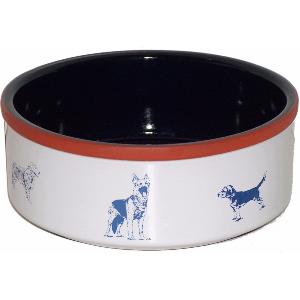 Gamelle en céramique décorée motifs chiens 23 cm 